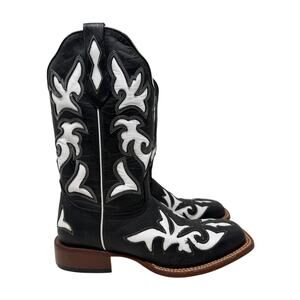 Johnny Ringo Black & White Cowboy Boots Womens Size 7.5